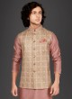 Thread Work Nehru Jacket Suit In Onion Pink Color